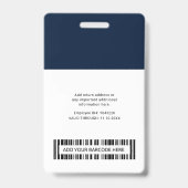 Werknemer Barcode Business Logo Foto ID Badge (Achterkant)