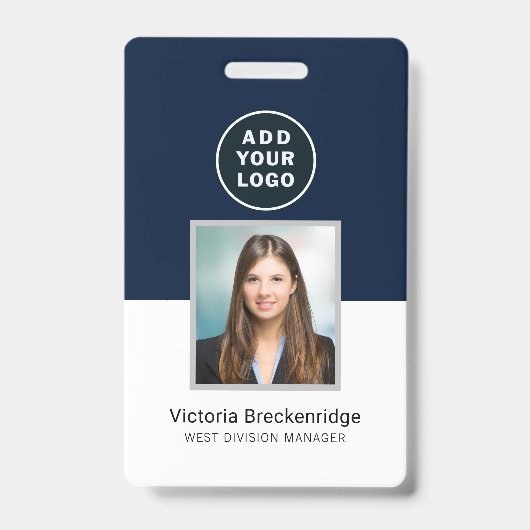 Werknemer Barcode Business Logo Foto ID Badge (Voorkant)