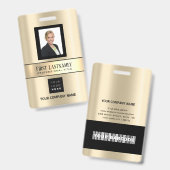 Werknemer Barcode Logo Naam Scan Sepia Goud Badge (Voor- en achterkant)