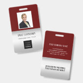 Werknemer Barcode Logo Naam Scanner Gray Maroon Badge (Voor- en achterkant)