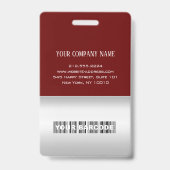 Werknemer Barcode Logo Naam Scanner Gray Maroon Badge (Achterkant)