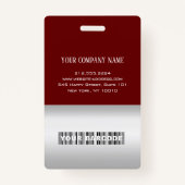 Werknemer Barcode Logo Naam Scanner Gray Maroon Badge (Achterkant)
