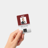 Werknemer Barcode Logo Naam Scanner Grijs Burgundy Badge (Handheld)