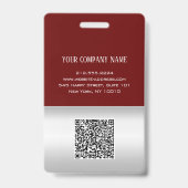 Werknemer Barcode Logo Naam Scanner Grijs Burgundy Badge (Achterkant)