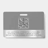 Werknemer Barcode Logo Naam Scanner  Grijs Zwart Badge (Achterkant)