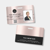 Werknemer Barcode Logo Naam Scanner Streep Roos Badge (Voor- en achterkant)