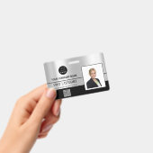 Werknemer Barcode Logo Naam Scanner Stripe Grey Badge (Handheld)