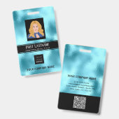 Werknemer Barcode Logo Naam Scanner Verticaal blau Badge (Voor- en achterkant)