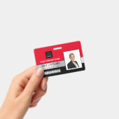 Werknemer Barcode Logo Naam Scanner Zwart Rood Badge (Handheld)