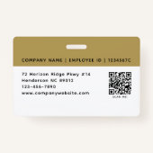 Werknemer Bedrijf ID Foto Logo QR Code Goud Zwart Badge (Achterkant)