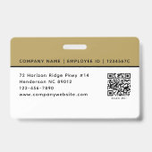 Werknemer Bedrijf ID Foto Logo QR Code Zwart Goud Badge (Back)