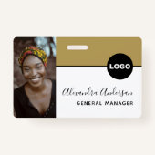 Werknemer Bedrijf ID Foto Logo QR Code Zwart Goud Badge (Voorkant)