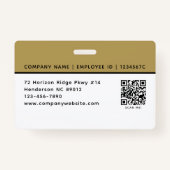 Werknemer Bedrijf ID Foto Logo QR Code Zwart Goud Badge (Achterkant)