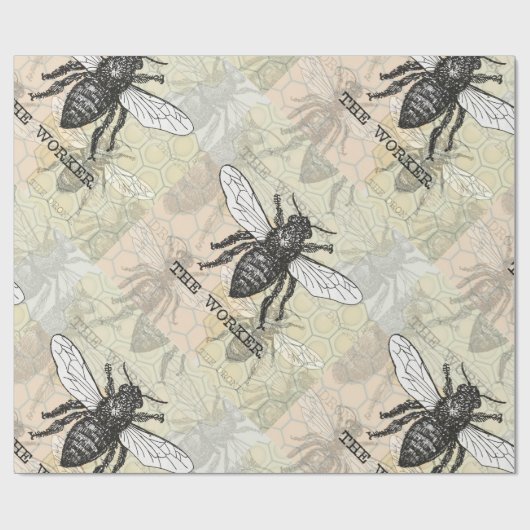  Werknemer Bijen Illustratie Kunst Cadeaupapier (Vlak)