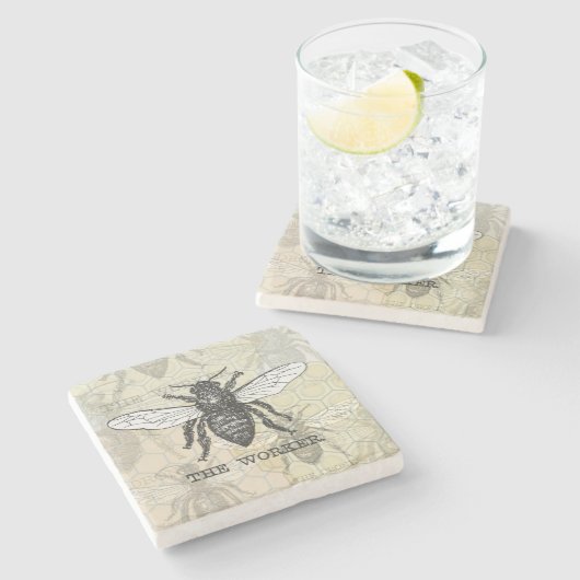  Werknemer Bijen Illustratie Kunst Stenen Onderzetter (Zijkant)