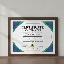Werknemer Certificaat van Prestatie Award