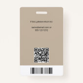 Werknemer Cirkel Foto QR Code Beige Badge (Achterkant)