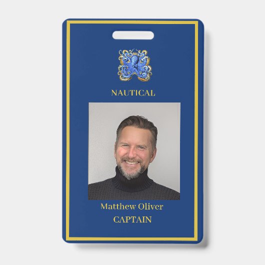 Werknemer Custom Navy Foto Logo Badge (Voorkant)