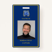 Werknemer Custom Navy Foto Logo Badge (Voorkant)