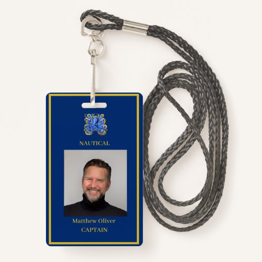 Werknemer Custom Navy Foto Logo Badge (Voorkant met draagriem)