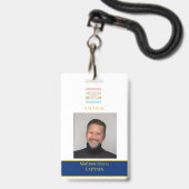 Werknemer Custom White Navy Foto Logo Badge (Voorzijde met lanyard)
