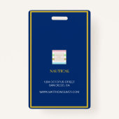 Werknemer Custom White Navy Foto Logo Badge (Achterkant)