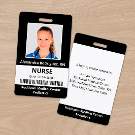Werknemer Foto Barcode Black White Medical ID Badge