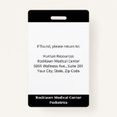 Werknemer Foto Barcode Black White Medical ID Badge (Achterkant)