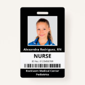 Werknemer Foto Barcode Black White Medical ID Badge (Voorkant)