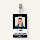 Werknemer Foto Barcode Black White Medical ID Badge (Voorkant met clip)