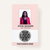 Werknemer Foto Barcode Logo Bedrijfsnaam bedrijf Badge (Voorkant)