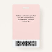 Werknemer Foto Barcode Logo Bedrijfsnaam bedrijf Badge (Achterkant)