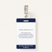 Werknemer Foto Barcode Marine Blauw Wit Medisch ID Badge (Achterkant met clip)