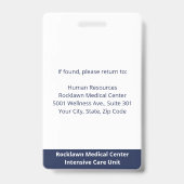 Werknemer Foto Barcode White Blue Hospital ID Badge (Achterkant)