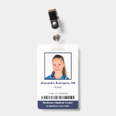 Werknemer Foto Barcode White Blue Hospital ID Badge (Voorkant met clip)