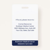 Werknemer Foto Barcode White Blue Hospital ID Badge (Achterkant)