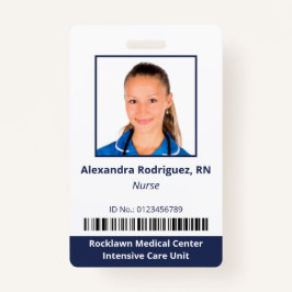 Werknemer Foto Barcode White Blue Hospital ID Badge