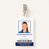 Werknemer Foto Barcode White Blue Hospital ID Badge (Voorkant met clip)