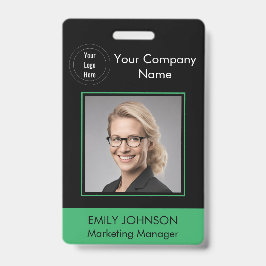 Werknemer foto ID badge | Zwart & Groen | QR-code