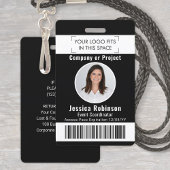 Werknemer Foto ID Barcode Black en White Access Badge