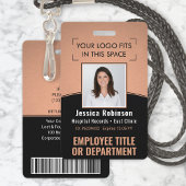 Werknemer Foto ID Barcode Logo Copper Black Curve Badge