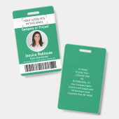 Werknemer Foto ID Barcode Logo Green Access Pass Badge (Voor- en achterkant)