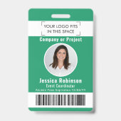 Werknemer Foto ID Barcode Logo Green Access Pass Badge (Voorkant)