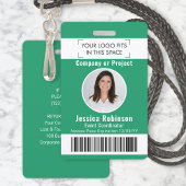 Werknemer Foto ID Barcode Logo Green Access Pass Badge