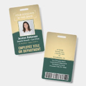 Werknemer Foto-ID Barcode Logo Groene & gouden cur Badge (Front & Back)