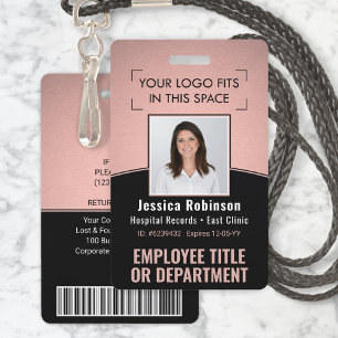 Werknemer Foto ID Barcode Logo Roze & Zwarte Curve Badge