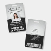 Werknemer Foto-ID Barcode Logo Silver Black Curve Badge (Front & Back)