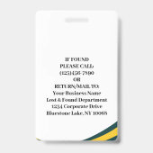 Werknemer Foto ID Barcode Modern Green Access Badge (Achterkant)