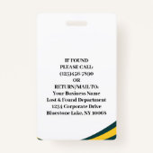 Werknemer Foto ID Barcode Modern Green Access Badge (Achterkant)