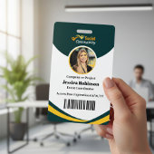 Werknemer Foto ID Barcode Modern Green Access Badge